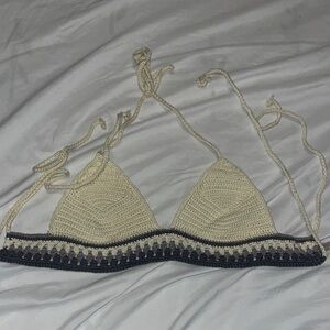 Ecote Crochet White bikini / Bra/Top in Cream and Gray